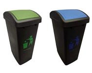 Cello Plastic Garbage Swing-Lid Dustbin 48 Ltr, Green & Blue (COMBO)