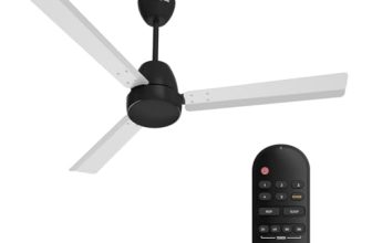 Crompton Energion Nucleoid 1200mm BLDC Ceiling Fan | Remote Control | BEE 5 Star Energy Rated | High Air Delivery | 4 Years Manufacturer Warranty | White Black