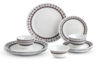 CELLO Lumina Imperial Plus Series Opalware Dinner Set of 19 Pieces For Family of 6 | Bone-Ash Free & Leadfree Opal Glass Microwave & Dishwasher Safe Crockery Plates & Bowls Set For Daily Use & Gifting