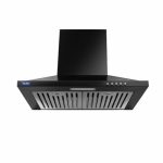 Glen Hood Aqua Plus 60cm Wall Mounted Pyramid Kitchen Chimney | 1000 m³/hr Suction | Baffle Filter | Push Button Control | LED Lights | 1 Year Comprehensive Warranty & 7 Year on Motor| Black |