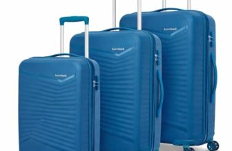 Kamiliant by American Tourister Rock-Lite 99L Hard Sided Trolley Bag for Men & Women with 3 Digit Combination Lock, Set of 3pc (Small, Medium & Large) – Deep Ocean