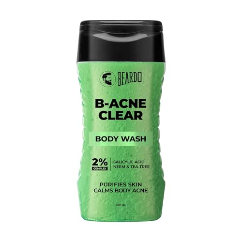 Beardo Body Acne Clear Body Wash for Men 200 ml | With Neem, Tea Tree and Salicylic Acid | Clean Clear Skin | For Body Acne and Skin Purification | B-acne
