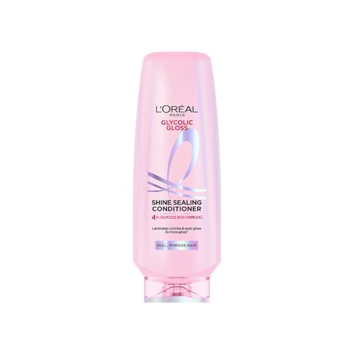 L’Oréal Paris Glycolic Gloss Shine sealing conditioner, powered by 4% Glycolic Acid, for dull hair, smoothens hair fiber for 3x more gloss, 340ml