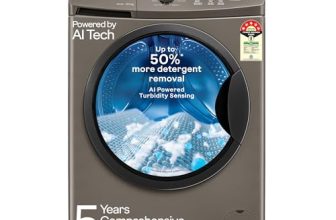 Godrej 8 Kg 5 Star, AI Powered, Inbuilt Heater, Fabrisafe Drum, Steam Wash, Child Lock, Unbalanced Load Sensor, Fully Automatic Front Load Washing Machine (WFEON CRS 8012 5.0 FKEDM CNGR, Candy Grey)