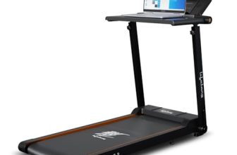 Lifelong Treadmill for Home with Desk – 2.5 HP Peak Motorised Walking Pad, 2 Manual Inclines, 12 Fitness Presets, Speed 12 km/hr – Bluetooth Speaker, Fit Show App, Max Weight 100Kg