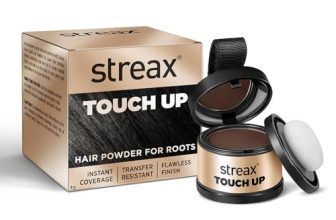 Streax Hair Root Touch Up for Grey Hair, Brown – 4gm | Root Touch Up Hair Powder I Covers Grey Hair & Bald Patches | Instant Hair Colour Touch Up, Root Concealer for Brown Hair