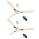 LONGWAY Aero 1200 mm BLDC Ceiling Fan with Remote Control | BEE 5 Star Rated Energy Efficient | Ultra High Speed 3 Blade Anti-Dust Decorative Ceiling Fan (2, Ivory)