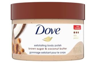 Dove Exfoliating Body Polish Scrub For Dry Skin With Brown Sugar & Coconut Butter, Gently Exfoliates & Moisturizes For Instant Soft & Smooth Skin, Natural Ingredients, No Sulfate, Coconut Scent, 298g