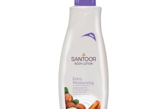 Santoor Perfumed Body Lotion For Extra Moisturising| With Sandalwood Extracts, Shea Butter & Glycerin| For Anti-aging & Even Skin Tone| Non-Greasy Lotion For Dry Skin| 400ml