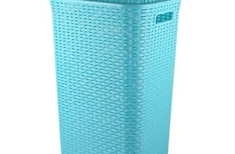 Cello Eliza Plastic Laundry Basket with Lid, Light Blue, 50 Ltrs | Lightweight and Portable | Storage Organizer | Convenient Handling | Useful For Storing Clothes, Toys, Books