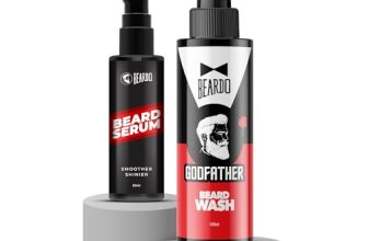 Beardo Godfather Beard Wash & Serum – Beard Softening & Cleansing Combo | Deep Hydration, Frizz Control & Healthy Shine | Purifying & Hydrating Beard and Skin Cleaner | Grooming Essentials for Men – Set of 2