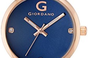 Giordano Analog Watch for Women with Blue Crystal Studded Dial, Rose Gold Case and Unique Designed Metal Strap Ladies Wrist Watch
