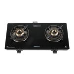 Havells GEOSLIM Gas stove |2 Heavy Duty Forged Brass Burner|6 mm Toughened Glass|Premium Valves|Removable Drip Tray|Soft Touch Knobs|5 year Warranty on Burners, Glass & Valves by Havells (Black)