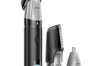 boAt Slazer K100+ Full Body Trimmer for Men, 200 Min Run-Time, Stainless Steel + Ceramic, IPX6, Beard, Body, Nose, Type C, MultiGroomer, Battery Display & Travel Lock, All-in-one (Ninja Black)
