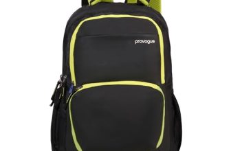Provogue Pacer Smart laptop backpack with built-in rain cover, office backpack, travel bag, laptop bag for men and women with bottle holder and side pocket, with laptop sleeve, Midnight Black, 35 Ltr