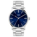TIMEX Analog Watch for man with Blue Round Dial & Silver Stainless Steel Bracelet Band Water Resistant Men’s Wrist Watches – TWHG35SMU06