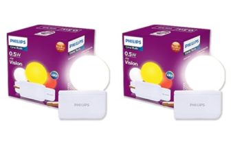 Philips Joy Vision Coral Rush 0.5W LED Night Lamp | Soft White Glow | Energy Efficient | Plug-in Prong Design | Ideal for Bedroom, Kids Room & Hallway (White, Pack of 2)