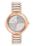 French Connection Silver-Grey Two- Tone Round Dial Analog Watch for Women- FCN0109RTM