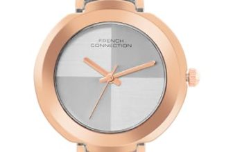 French Connection Silver-Grey Two- Tone Round Dial Analog Watch for Women- FCN0109RTM