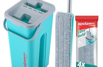 Spotzero By Milton 2-1 Flat Mop I Wash and Dry Chamber I Flexible Head I Premium 4X Absorbent Microfiber Refills I Floor Plus Wall Mop I Long Handle I Compact- Lightweight I 2.8 Litre