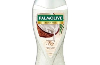 Palmolive Coconut Joy Body Wash, 250ml Crème Based Exfoliating Body Scrub based Bodywash Bottle, Apricot Seed ,Crushed Coconut & Jojoba Butter Extracts For Smooth Skin, PH Balanced Bodywash, Free Of Parabens And Silicones