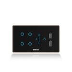 Goldmedal 4 Module I-Touch Wi-Fi 4 Switch + Fan Regulator + 2 USB Port With Glass Plate,Titanium Grey,1_way,Pack Of 1,Suitable For 4 Module Junction Box,No Additional Cover Plate Required,240 Volts