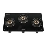 Havells GEOSLIM Gas stove |3 Heavy Duty Forged Brass Burner|6 mm Toughened Glass|Premium Valves|Removable Drip Tray|Soft Touch Knobs|5 year Warranty on Burners, Glass & Valves by Havells (Black)