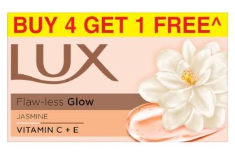 Lux Flaw-less Glow Bathing Soap infused with Vitamin C & E |For Superior Glow|Buy 4 Get 1 Free|150g