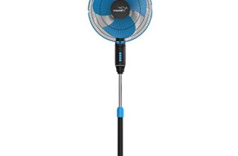 V Guard Gatimaan Pro HSP N High Speed Pedestal Fan | 3 Adjustable Fan Speeds | Rust Resistant ABS Body | Powerful 2100 RPM Motor | Blue Black | 40 cm (400mm)