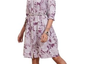 Vishudh Women Short Sleeve Round Neck Dress VPa1000193 Purple XL