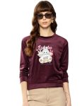 Aarika Womens Winter Wear Wine Colour Printed Velvet Sweat Shirt-(S-L)-(NEW-SHT-W-WL-AD-051-WINE-L)