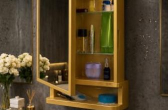 CIPLA PLAST Rich Look Bathroom Cabinet with Mirror | Storage Organiser | Strong Plastic Bathroom Shelves Wall Mounted | Bathroom Accessories| Mirror Cabinet- (Made in India) (Golden)