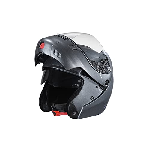 Studds NINJA 3G Flip Up Full Face Helmet with Double Visor (Gun Grey, x-large)