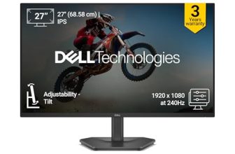 Dell SE2726HG 27″ (Smartchoice) FHD Gaming Monitor | 240Hz Fast IPS | 0.5ms Response | AMD FreeSync Premium | HDR10 | 99% sRGB | Eye Comfort Certified | HDMI 2.1 & DP 1.4 Ports | Tilt Stand | Black