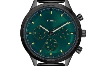 TIMEX Analog Watch for man with Green Round Dial & Black Stainless Steel Mesh Bracelet Band Water Resistant Men’s Wrist Watches – TWHG03SMU25