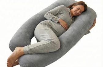 Amazon Basics Full Body Pregnancy Pillow for Maternity,Baby Nursing,Full Body Support-|Perfect Baby Shower Gift|U-Shaped-Washable Cover with Zip – Grey, Velvet