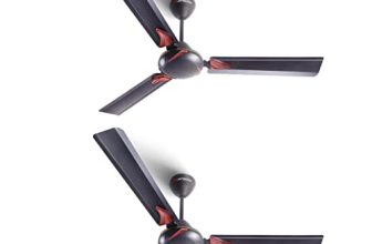LONGWAY Creta P2 1200 mm/48 inch Ultra High Speed 3 Blade Anti-Dust Decorative Star Rated Ceiling Fan (Smoked Brown, Pack of 2)