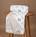 BSB HOME Pure Cotton 120 GSM Reversible Soft Lightweight Printed Double Bed Blanket/AC Dohar/Skin Friendly Dohar-220 x 230 cm – White and Brown