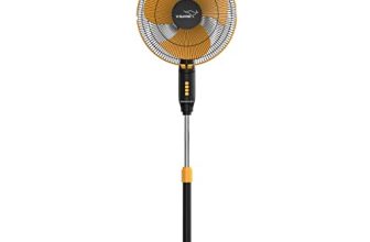 V Guard Gatimaan Pro HSP N High Speed Pedestal Fan | 3 Adjustable Fan Speeds | Rust Resistant ABS Body | Powerful 2100 RPM Motor | Orange Black | 40 cm (400mm)
