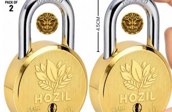 HOZIL 65MM Lock | Hardened Shackle | Double Locking | 8 Levers (Pack of 2) Padlock(Gold)