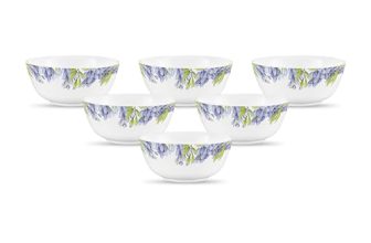 La Opala Diva, Pearl Collection Opal Glass Crockery | Vegetable Bowl 220 ml Set of 6 | Lively Hues Design | for dal & Condiments | Microwave Safe | 100% Vegetarian | Extra Strong | Light & White