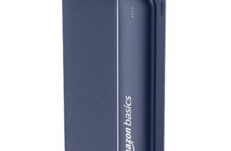 Amazon Basics 20000 mAh Power Bank | 22.5W Fast Charging | Dual Output & Input | Charge 3 Devices Simultaneously | for Smartphones, TWS Earbuds, Speakers, Tablets (Dark Blue)