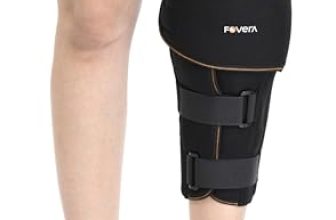 FOVERA Knee Immobilizer Brace for Knee Support – Stabilizer Splint for Dislocation, Ligament Tear, & Injury Recovery with Wraparound Design & 5 Adjustable Straps for Men & Women (XL)