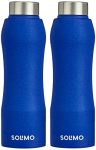 Amazon Brand – Solimo Stainless Steel Water Bottle with Hand Grip and Sipper, Set of 2 | Leak-Proof | BPA Free | 1000 ml (Blue)