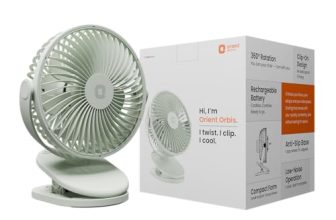 Orient Electric Orbis Rechargeable Personal Fan | 360° Rotation | 1800 mAh Battery | 4 Speed Modes with Timer | Quiet Operation | USB Type-C Charging | Clip-On Mini Fan | Matcha Green