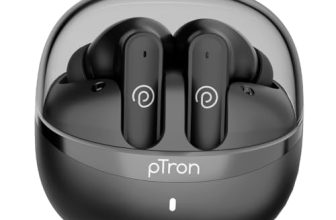 pTron Bassbuds Indie In-Ear TWS Earbuds w/ 10mm Drivers, 45Hrs Playtime, Dual HD Mic & AI-ENC Calls, Custom EQ, Mobile App, Bluetooth V5.4 Earphones, Voice Assistant, Type C Charging & IPX5(Jet Black)