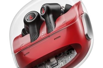boAt Nirvana Crystl, Transparent Case,Spatial Audio, ANC(~32dB), 100Hrs Battery,4Mics ENx,App Support, Bluetooth Earbuds, TWS Ear Buds Wireless Earphones with mic (Blazing Red)