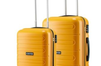 SNITCH Loop 2Pc Set Yellow Polypropylene Hard Travel Suitcase – Trolley Bag Set of 2 & Luggage with 4 Wheels, Secure Lock & Free Shoe Bag