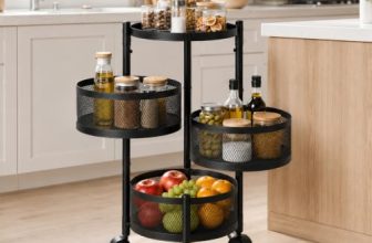 Lifelong 3-Tier Multipurpose Organizer Cart with 360-Degree Rotating Wheels | Round Mesh Basket Trolley | Metal Storage Rack for Vegetables, Fruits, Utensils | Foldable Kitchen Trolley Stand