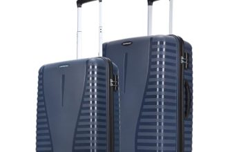 Aristocrat Airpro Set of 2 Cabin (Small Size) & Medium Size (Check-in) Hard Case Trolley Bags, 8 Wheels, Polypropylene Case Luggage, Combination Lock, Unisex, 3-Yr Global Warranty, Poseidon Blue